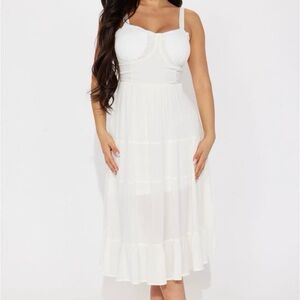 🤍 NWT ~ Elegant Ivory Midi Dress Sz Medium